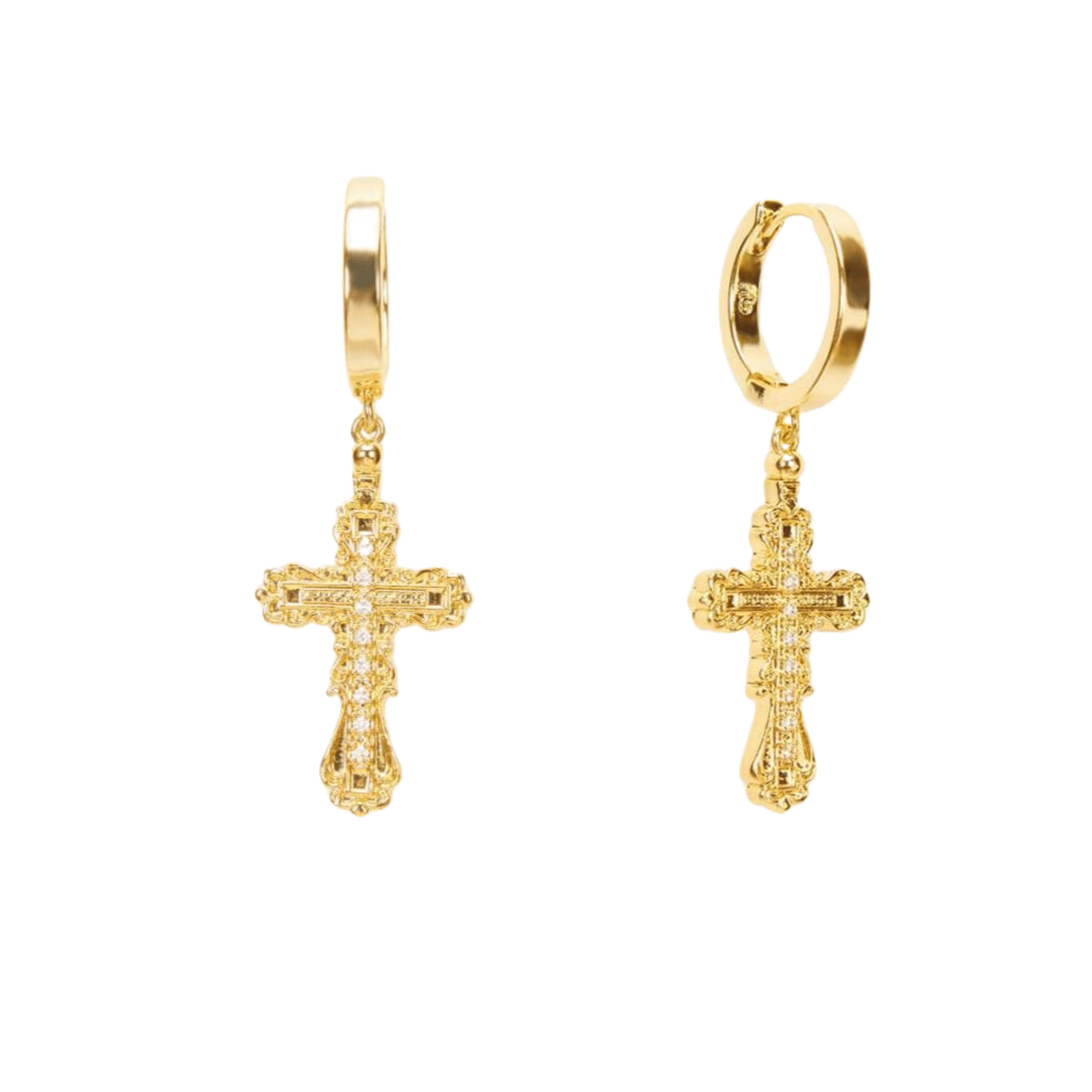 Baroque Cross Earrings – Gold - Joyaé